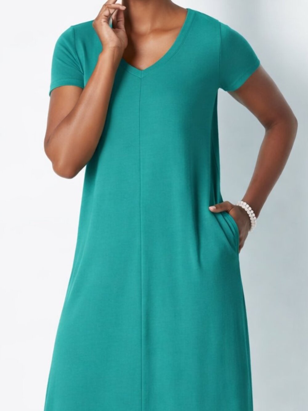 J. Jill Seamed Elliptical Knit Maxi Dress COLOR: Jade Size: M NWT - Picture 2 of 4